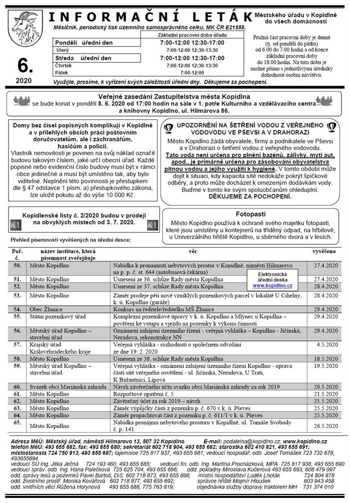 Informační leták č. 6 - I. str.