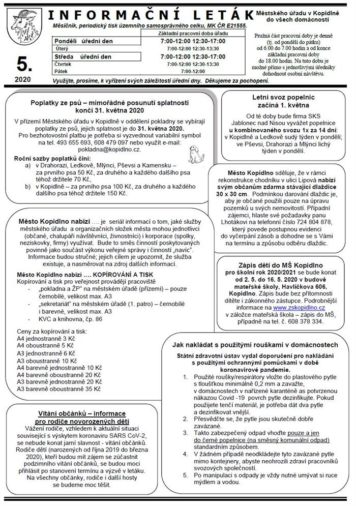 Informační leták č. 5 - I. str.