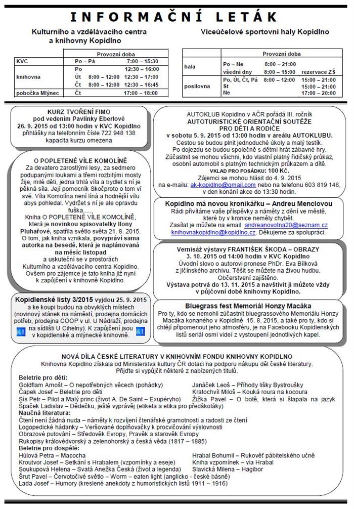 informační leták - září 2015