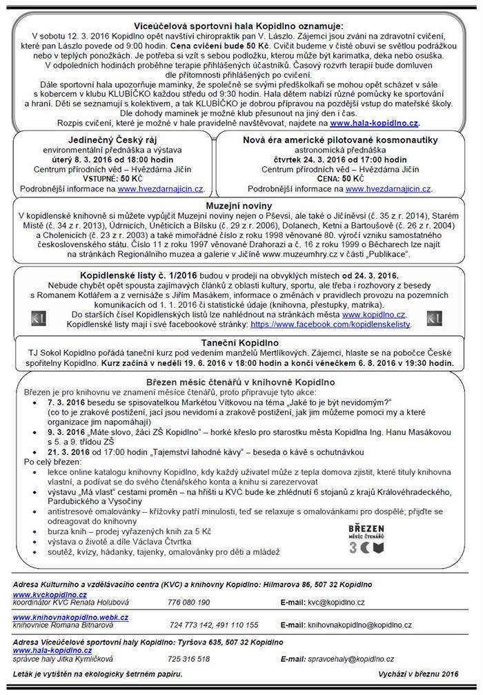 informační leták - březen 2016