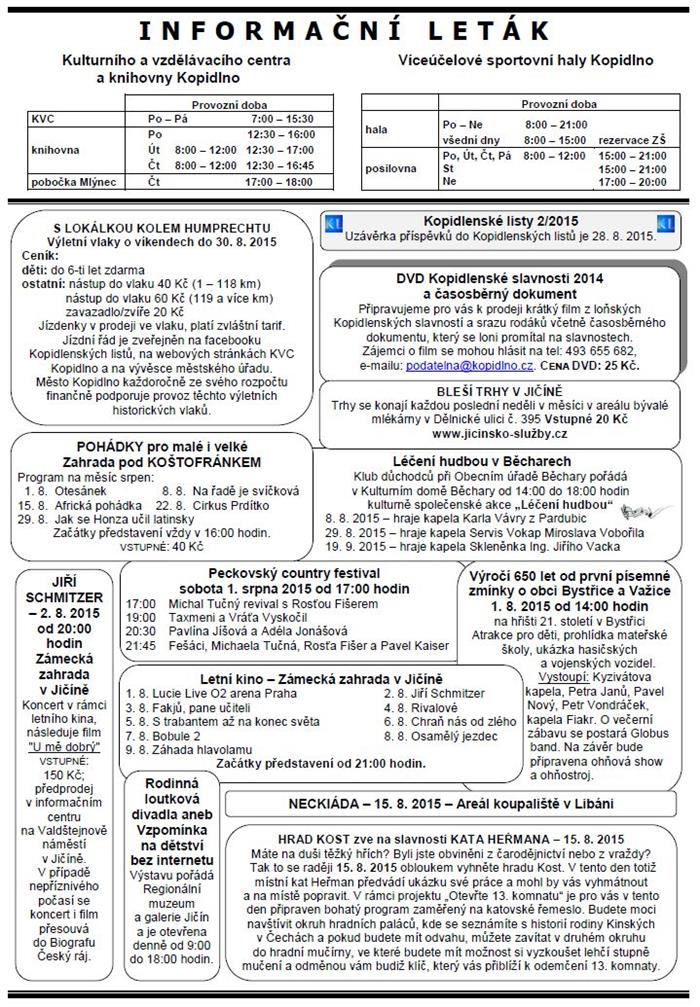 informační leták - srpen 2015