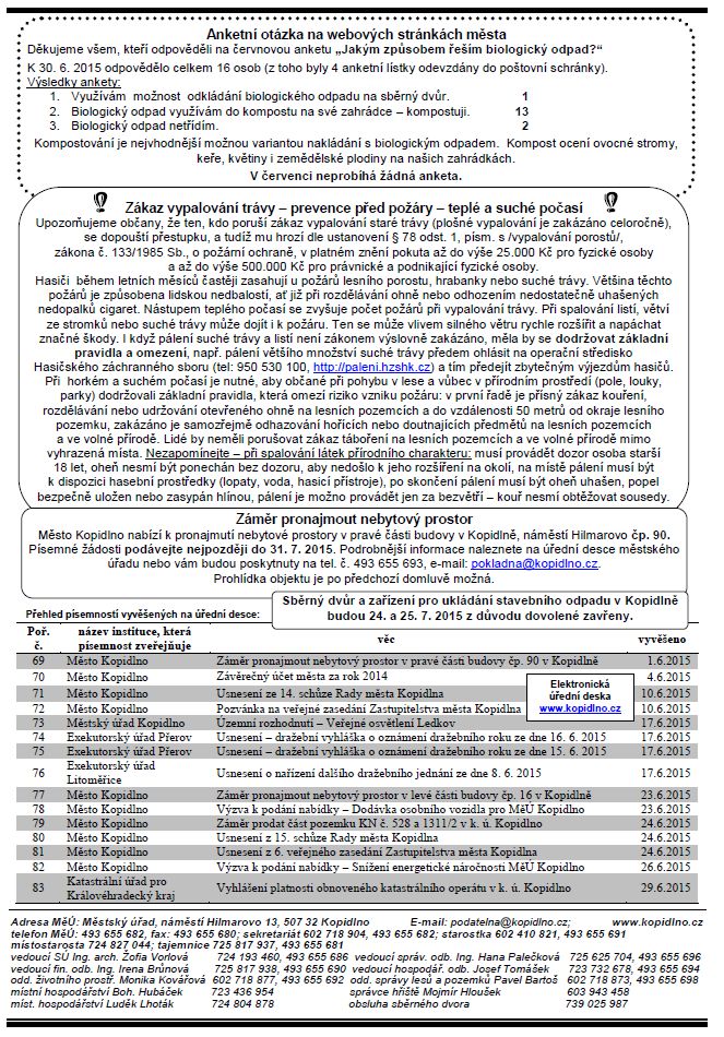 informační leták - červenec 2015