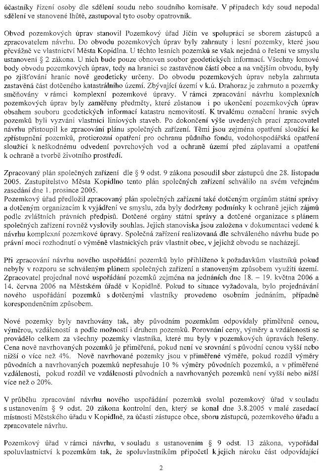 Rozhodnutí - schválení komplexních pozemkových úprav v Drahorazi