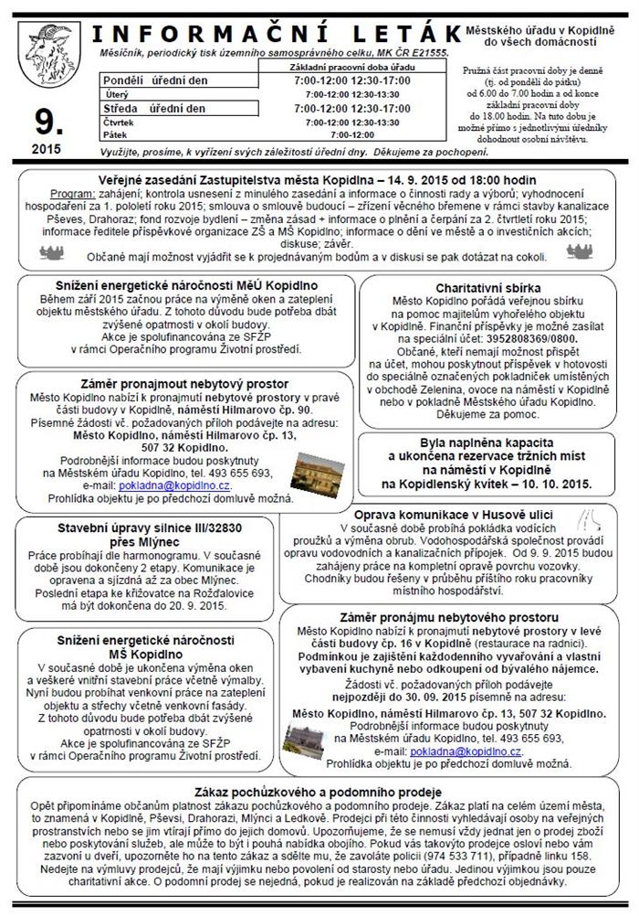 informační leták - září 2015