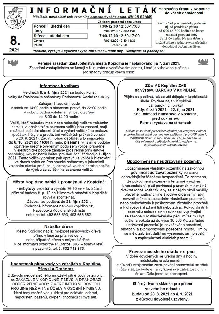 Informační leták č. 8 - I. str.