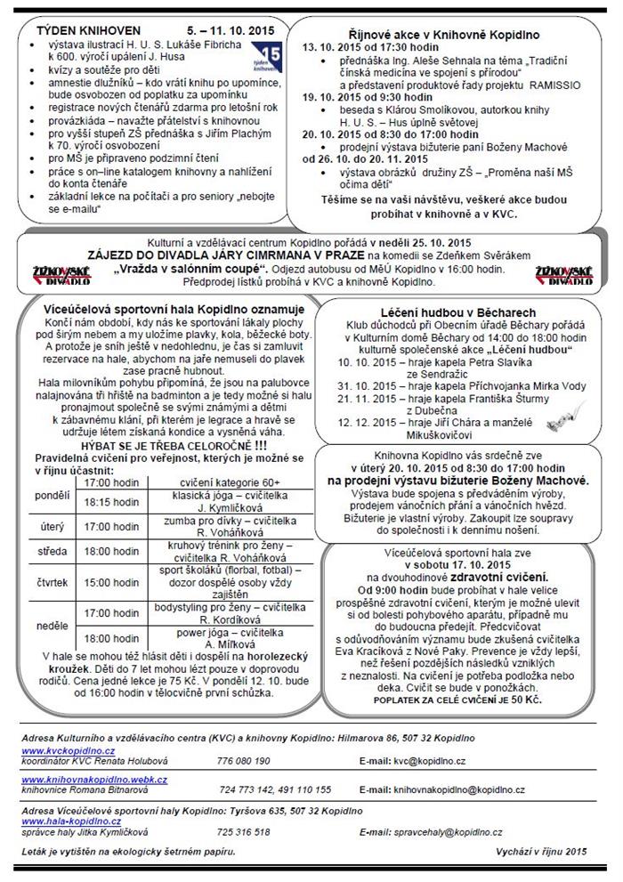 informační leták - říjen 2015