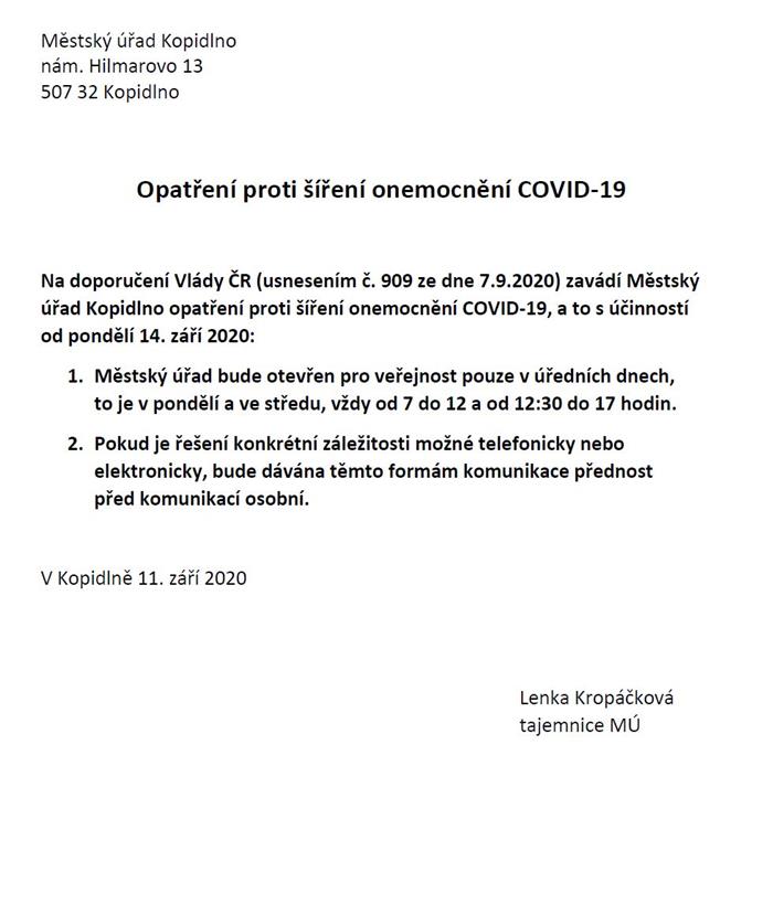 Opatření proti šíření onemocnění COVID-19