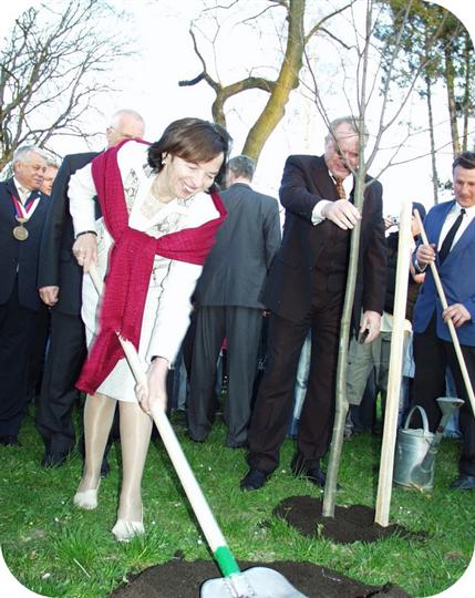 Prezidentský pár sází lípu v kopidlenském parku