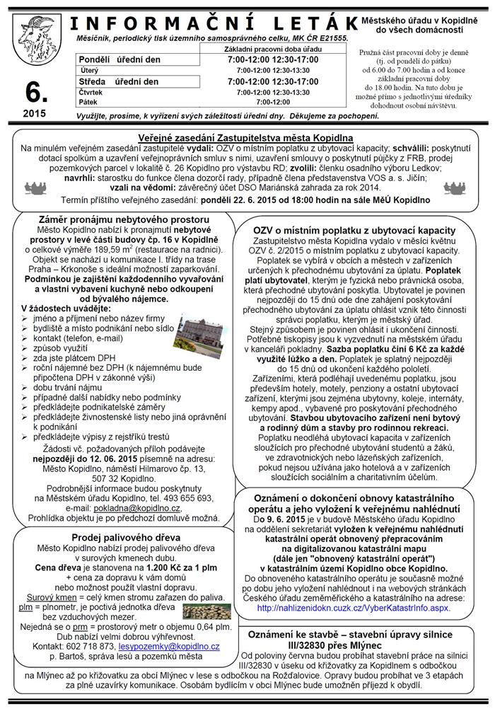 informační leták - červen 2015