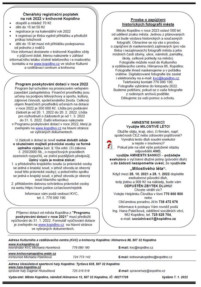 Informační leták č. 1 - str. IV.