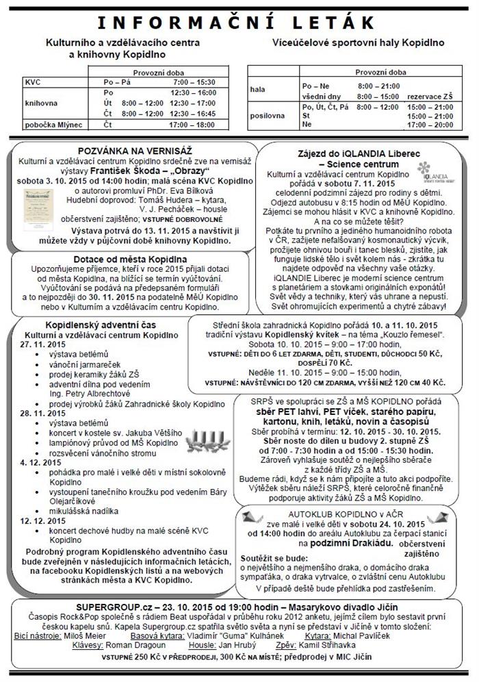 informační leták - říjen 2015