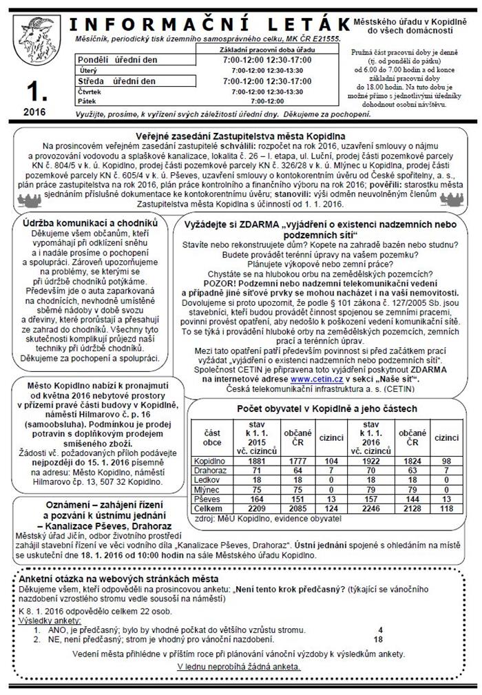 informační leták - leden 2016
