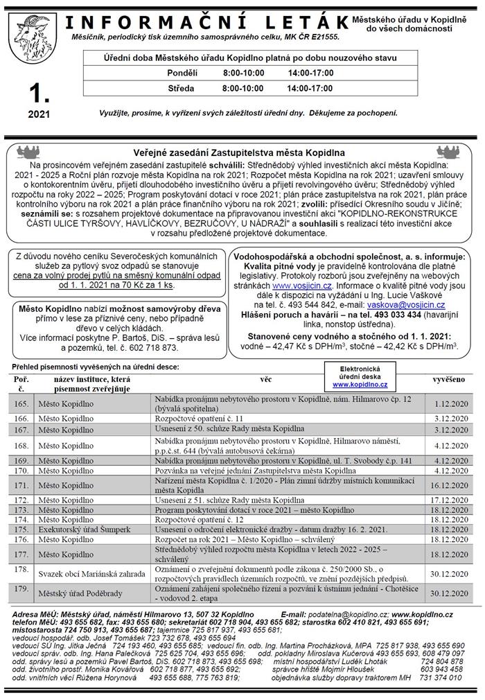 Informační leták č. 1 - str. I.