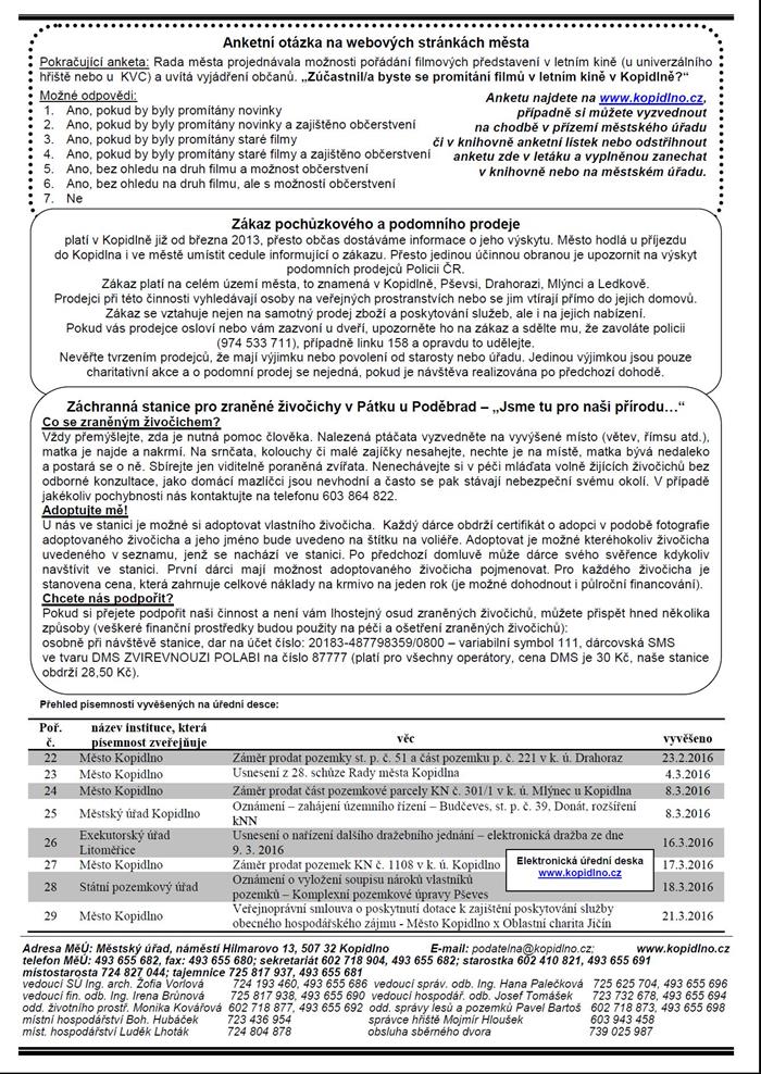 Informační leták - duben 2016 (Leták č.4 - II. strana)