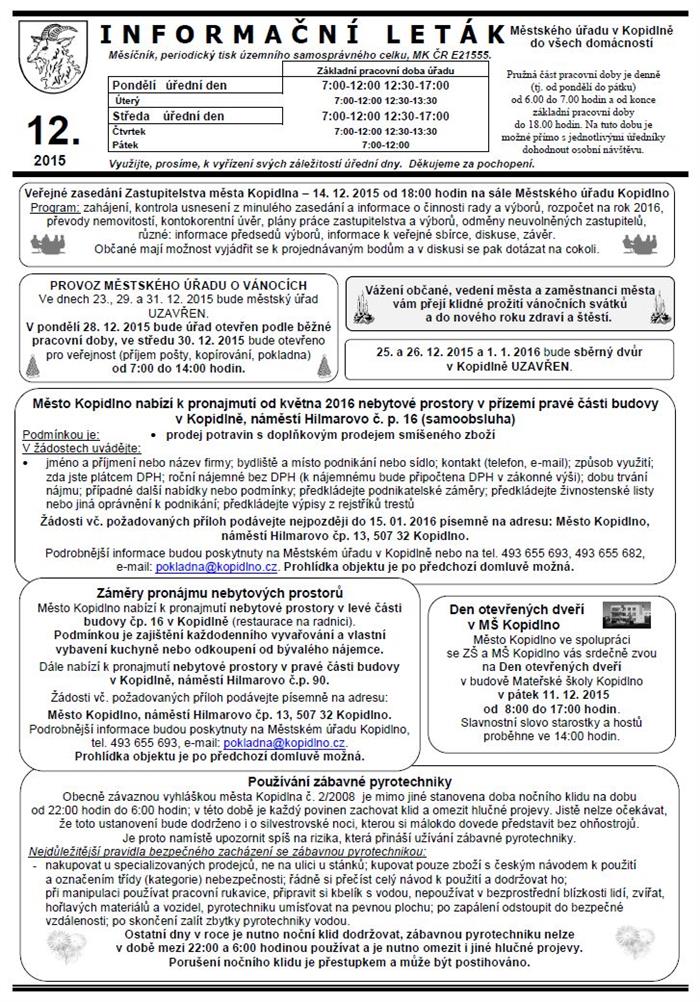 informační leták - prosinec 2015