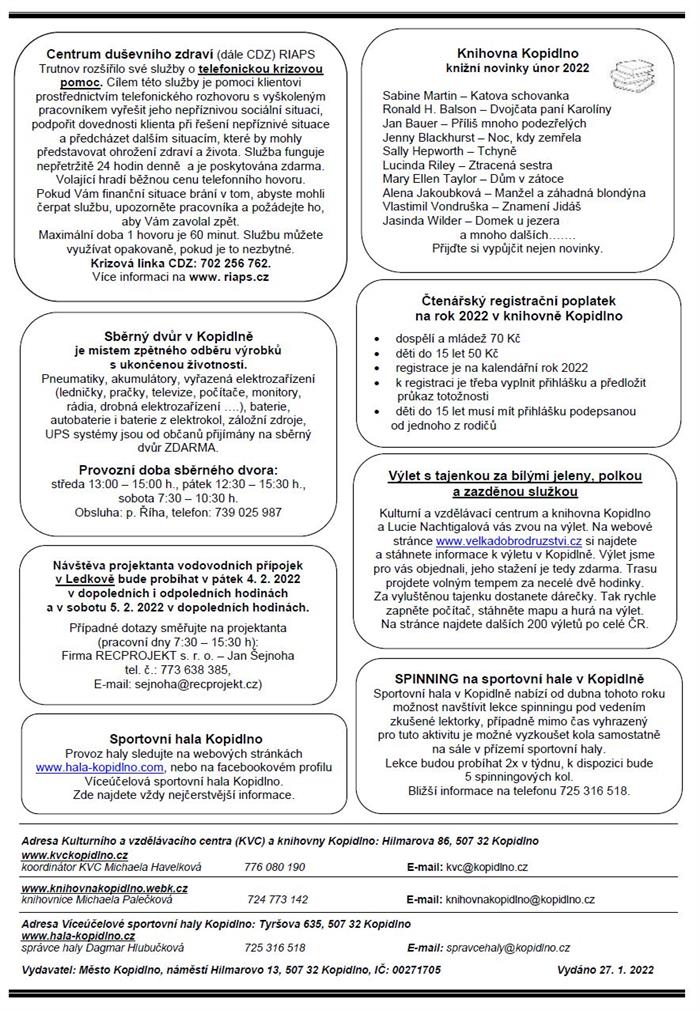 Informační leták č. 2 - str. IV.