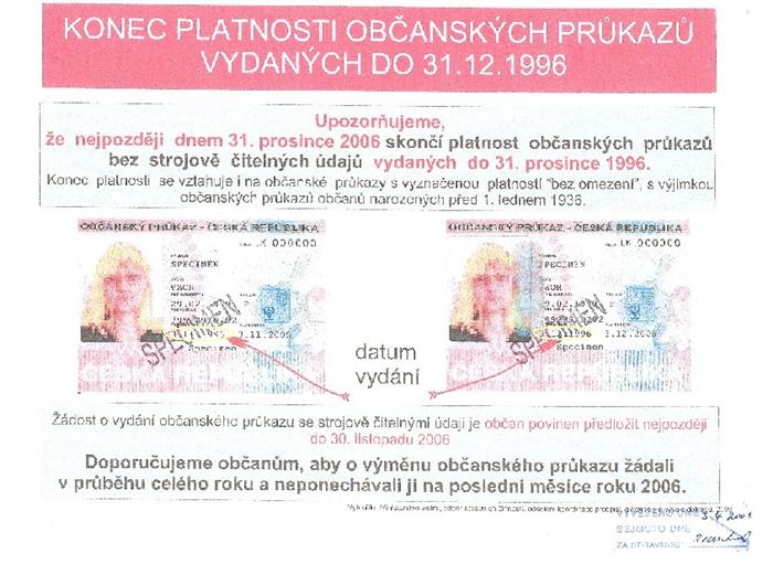 Platnost OP vydaných do 31.12.1996