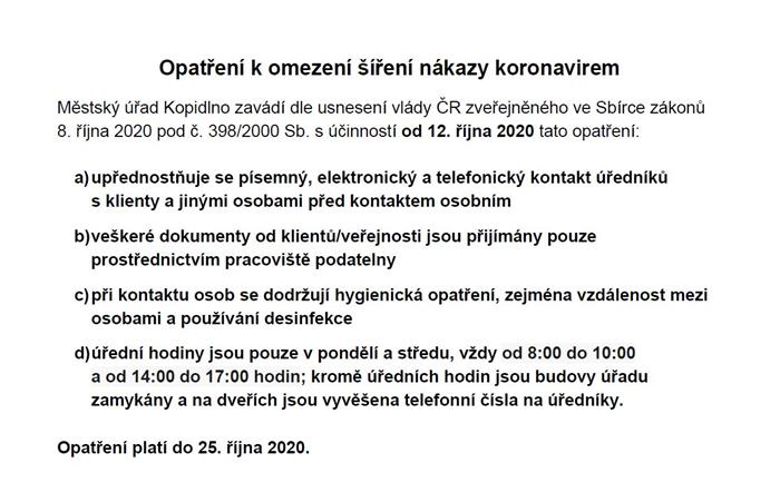 Opatření k omezení šíření nákazy koronavirem