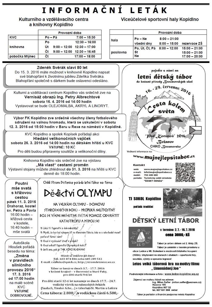 informační leták - březen 2016