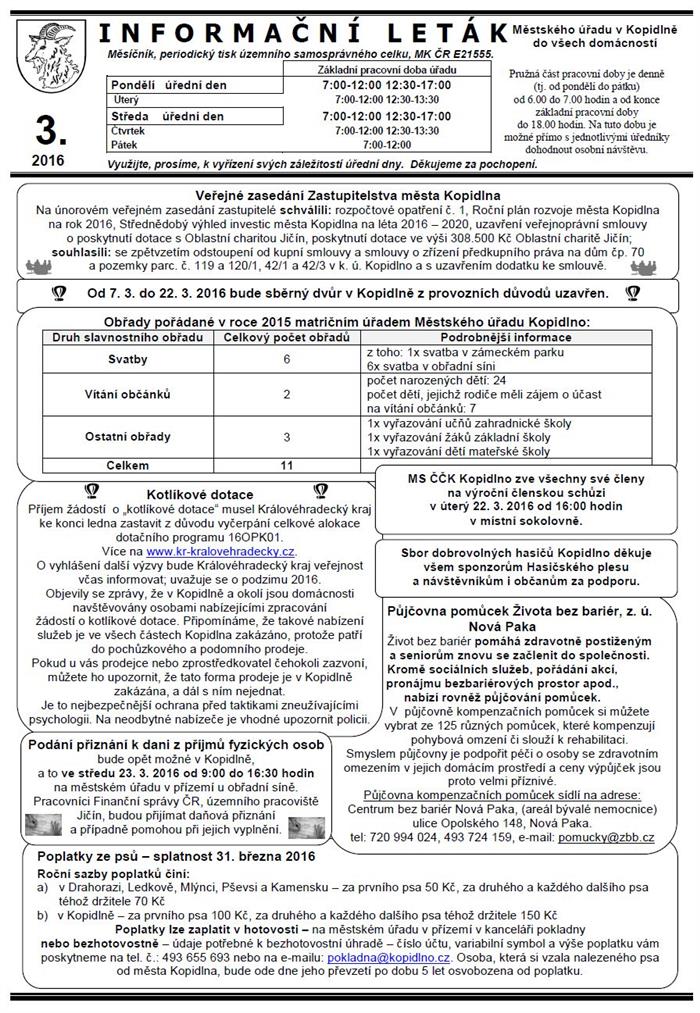 informační leták - březen 2016