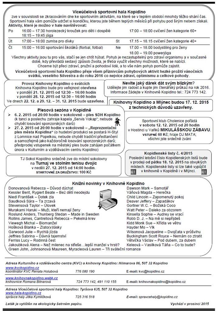 informační leták - prosinec 2015