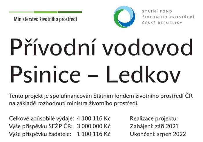 Přívodní vodovod Psinice - Ledkov