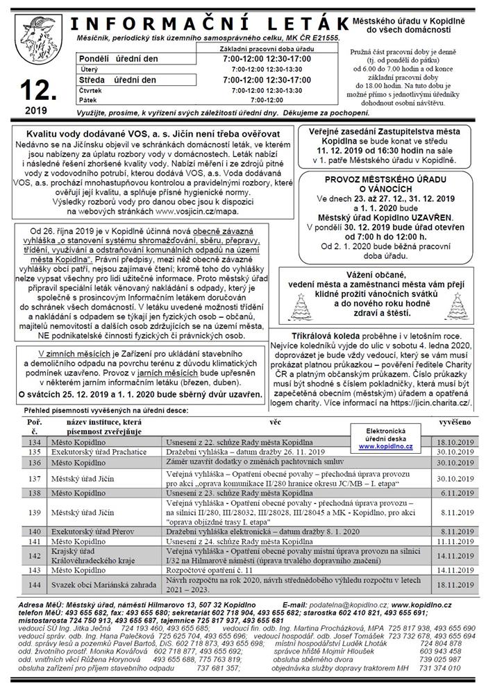 Informační leták č. 12 - I. str.