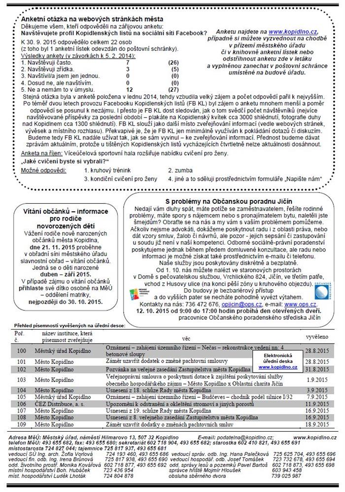 informační leták - říjen 2015