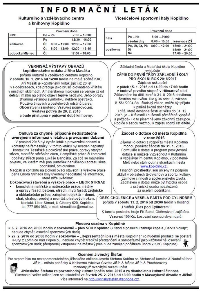 informační leták - leden 2016