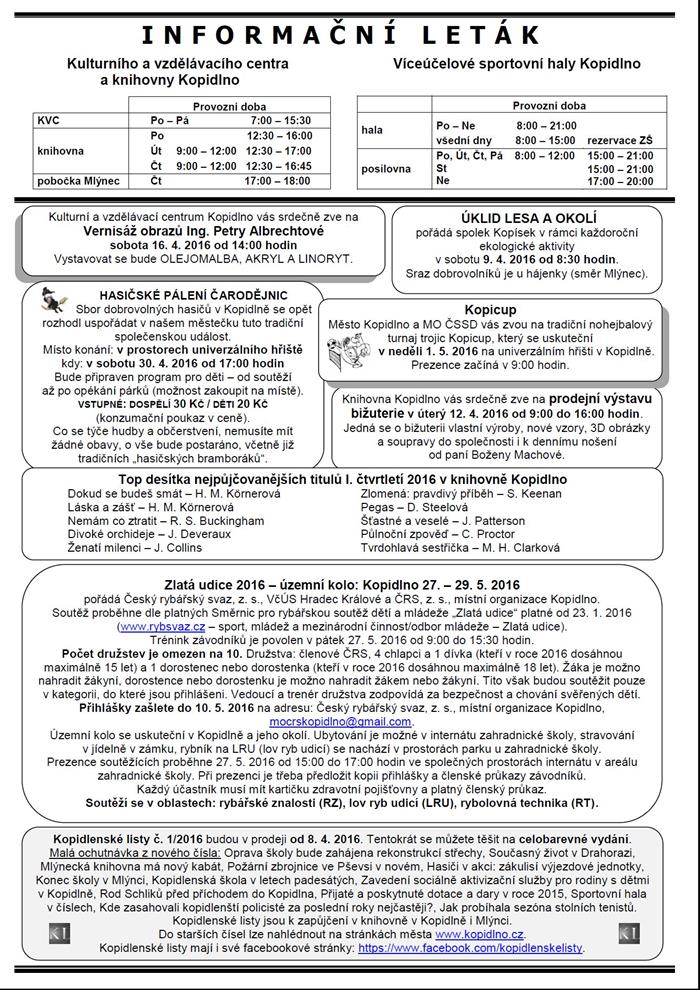 Informační leták - duben 2016 (Leták č.4 - III. strana)