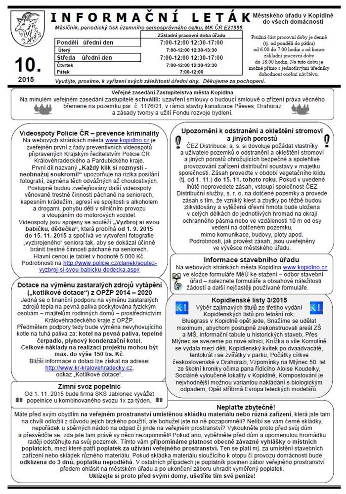 informační leták - říjen 2015