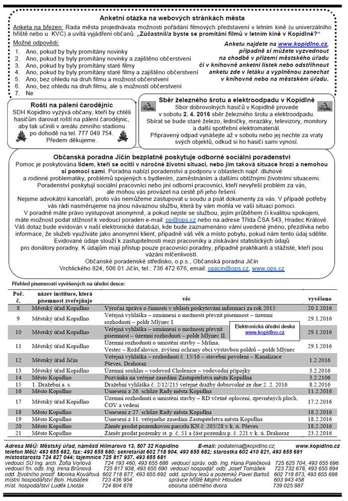 informační leták - březen 2016