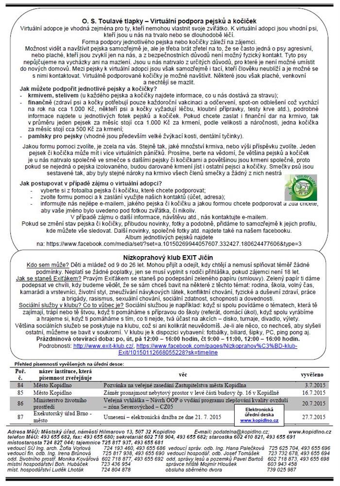informační leták - srpen 2015