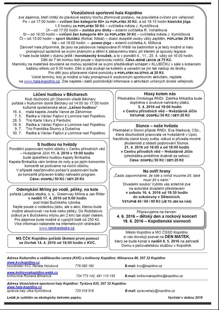 Informační leták - duben 2016 (Leták č.4 - IV. strana)