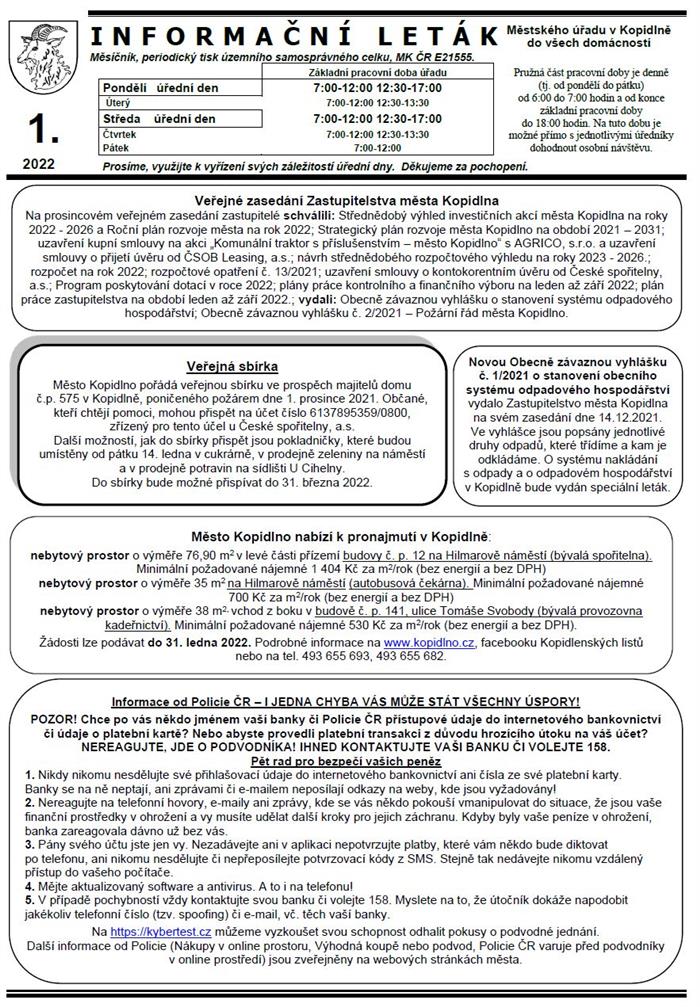 Informační leták č. 1 - str. I.