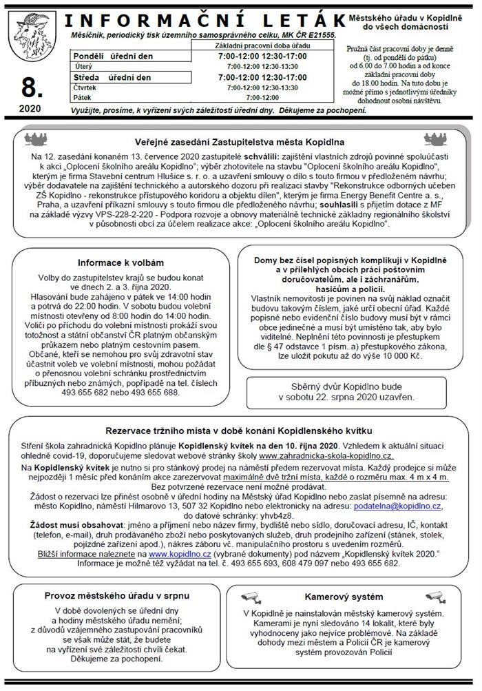 Informační leták č. 8 - I. str.