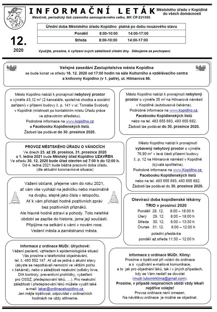 Informační leták č. 12 - str. I.