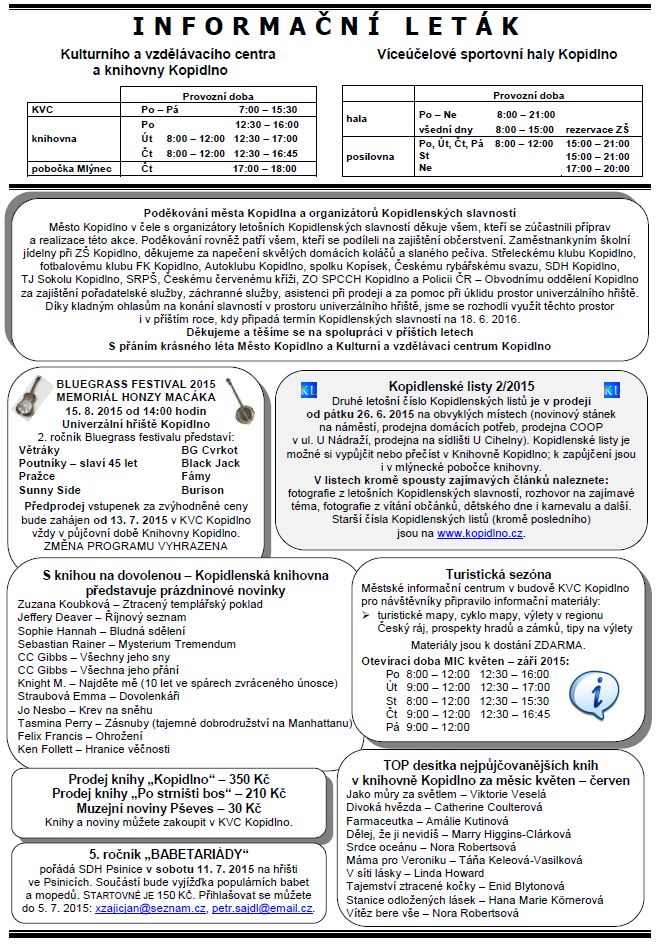 informační leták - červenec 2015