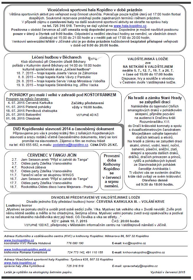 informační leták - červenec 2015